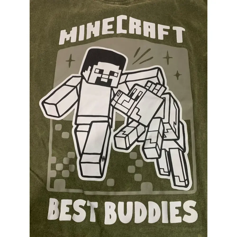 Size XS Minecraft Boys New Best Buddies Army Green Tshirt